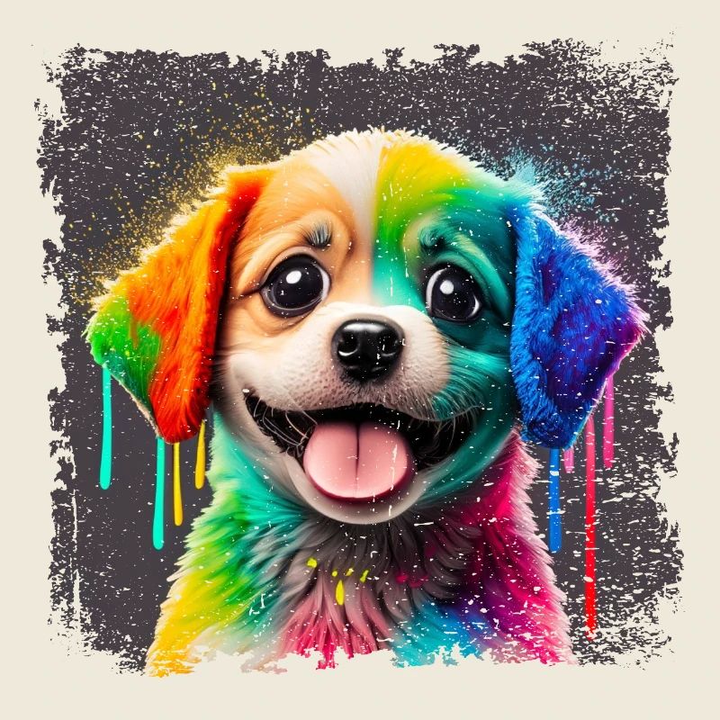 peint joyeux petit chien très coloré