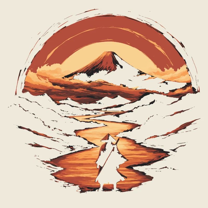 Samurai und der Berg Fuji