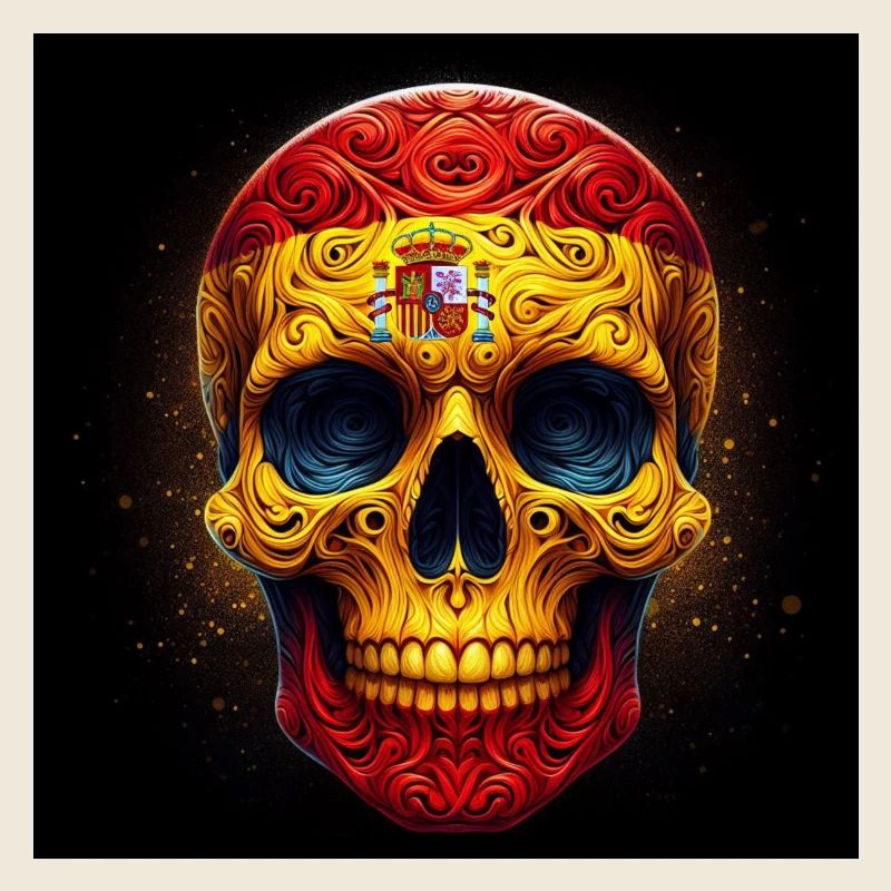 Crâne peint avec le drapeau de l’Espagne
