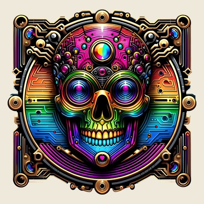 Conception de crâne arc-en-ciel cyberpunk