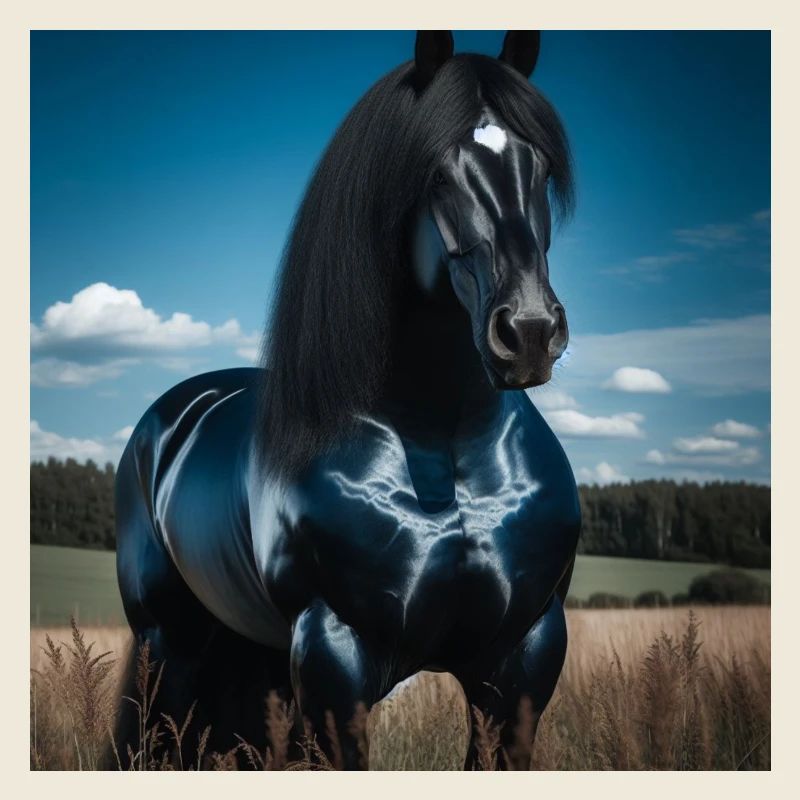 Mächtiges schwarzes Pferd