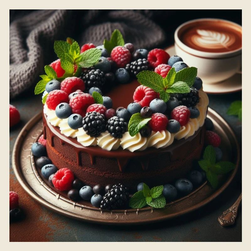 Chocolate and berries cake