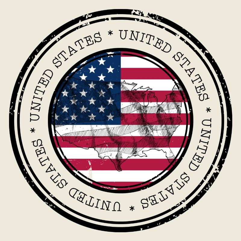 Drapeau des États-Unis Carte Emblème Rond