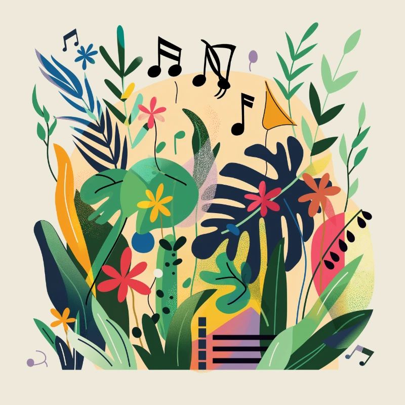 Plantes et musique - Impression de mode de haute qualité