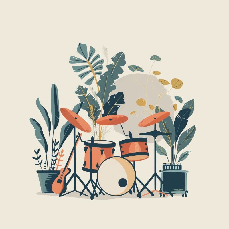 Plantes et musique - Impression de mode de haute qualité
