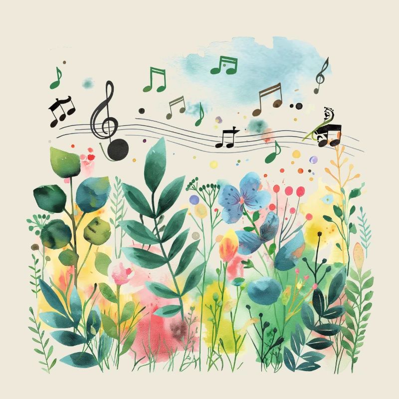 Plantes et musique - Impression de mode de haute qualité