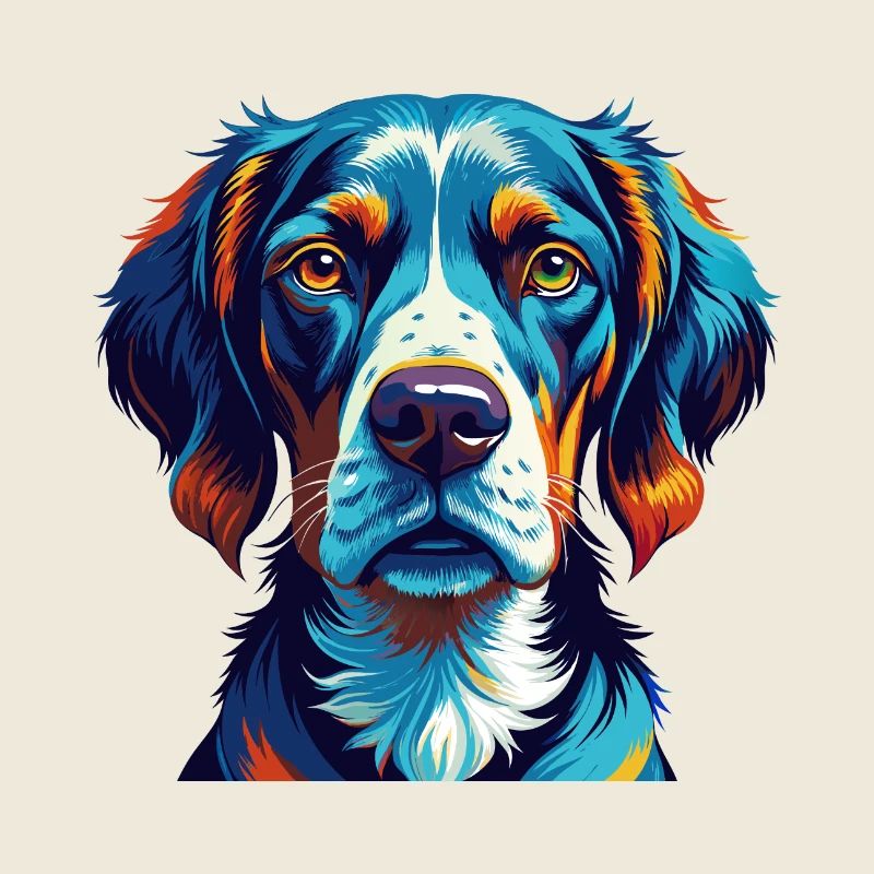 Ariege Pointer Dog Breed Colorful Cartoon Kawaii