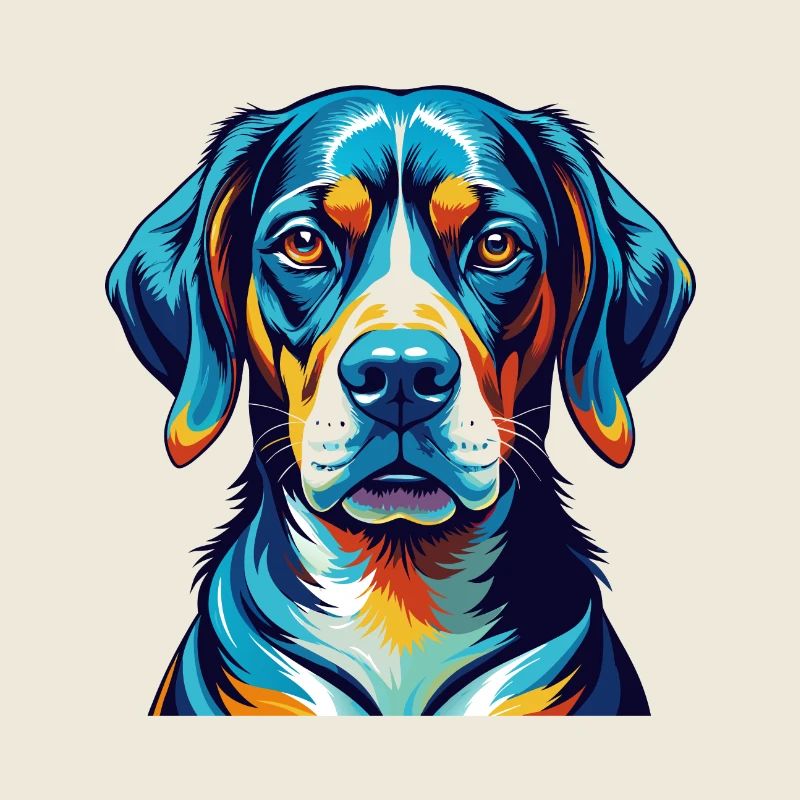 Chien de chasse serbe race Dessin animé coloré Kawaii