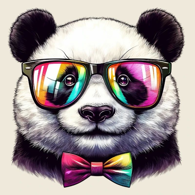 Panda avec lunettes et nœud papillon