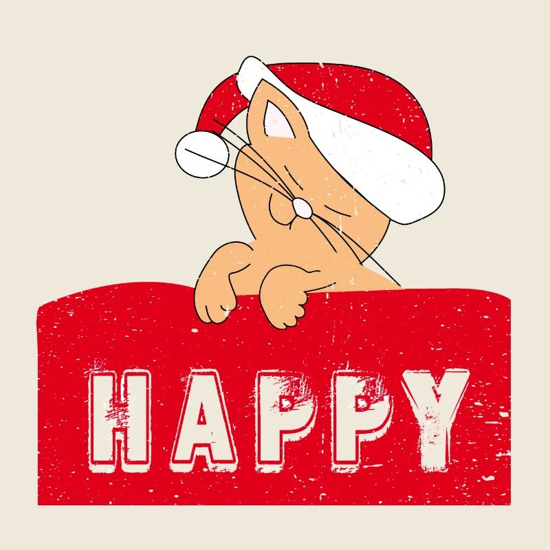 Chat heureux avec bonnet de Noël