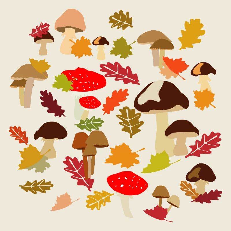 Motif champignon forêt d’automne
