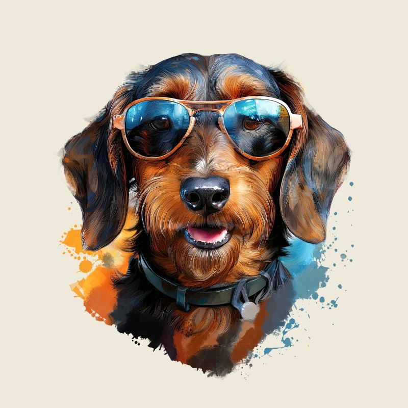 Teckel à poil dur avec lunettes de soleil