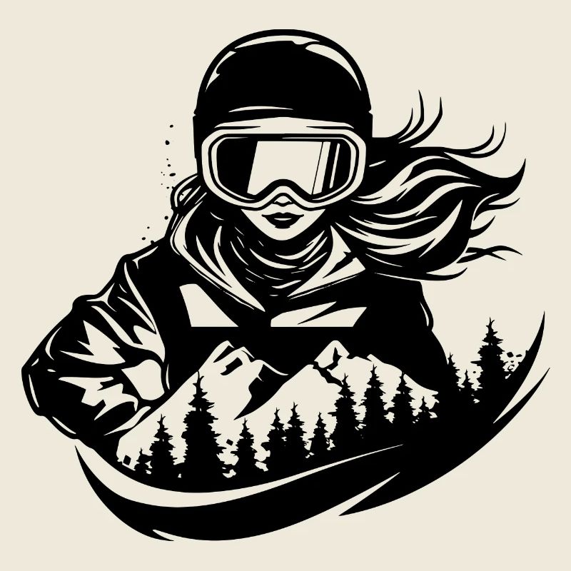 Female Snowboarder Drawing
