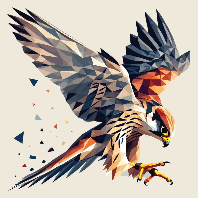 Faucon oiseau de proie style polygone