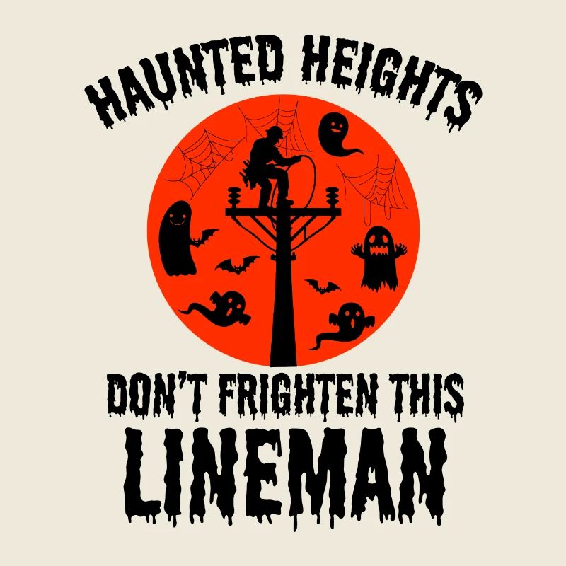 Haunted Heights Lineman Halloween Spooky Design