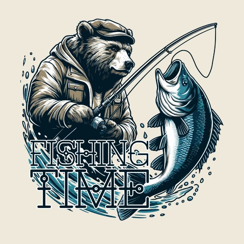 Temps de pêche ours pêche pêcheur poisson cadeau