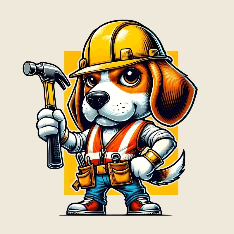 Beagle Bauarbeiter