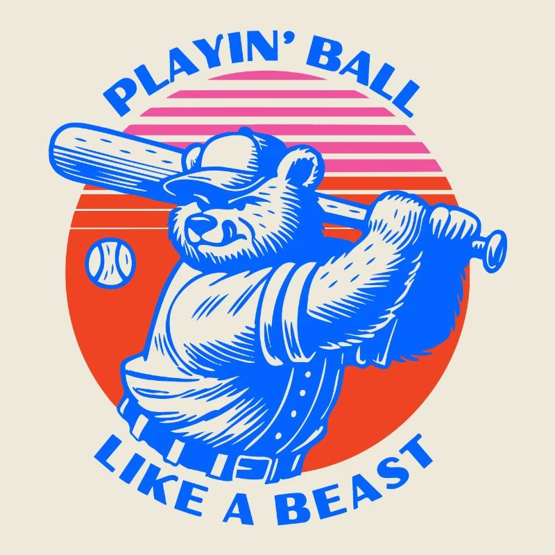 Baseball-Bär im Retro-Stil
