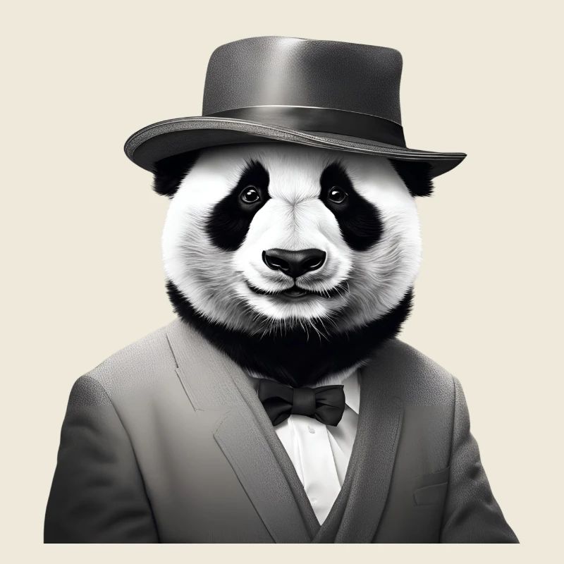 Panda élégant en smoking classique et fedora