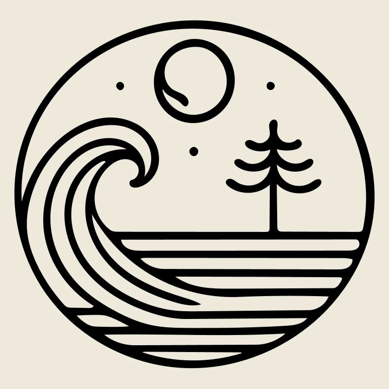 Nature in harmony – wave and moon in circulation