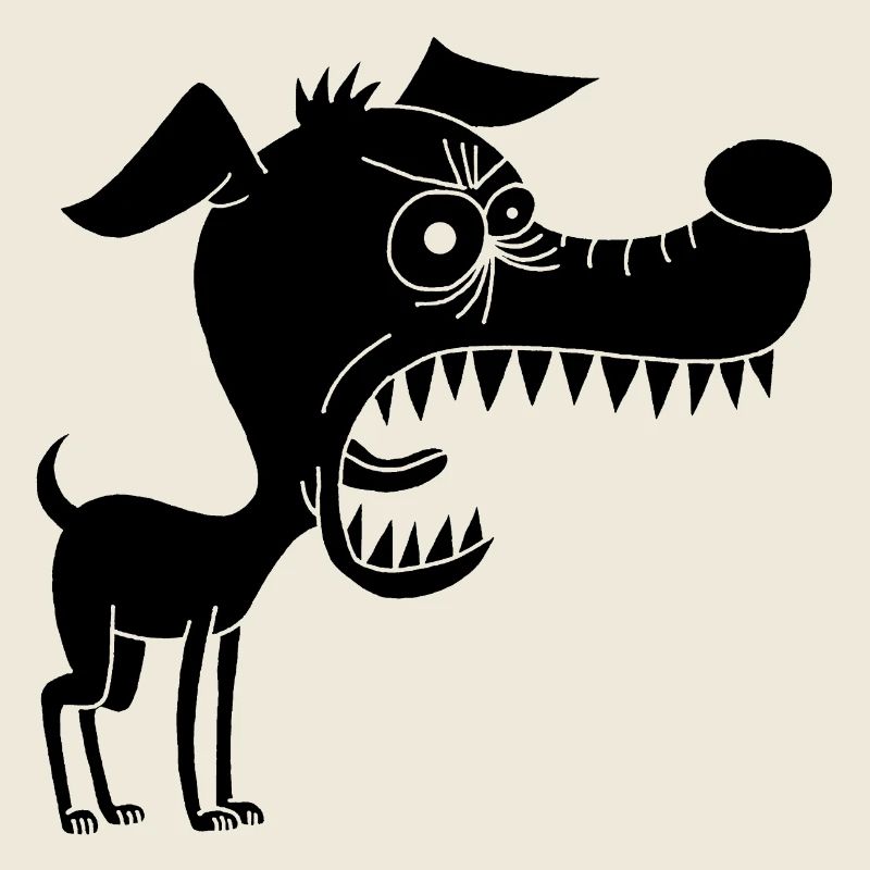 Kleiner schwarzer Hund und großes Maul