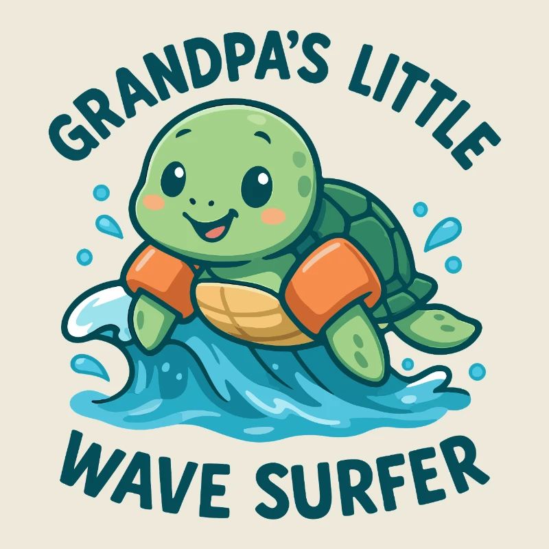 Grandpa's Little Wave Surfer Cute Turtle
