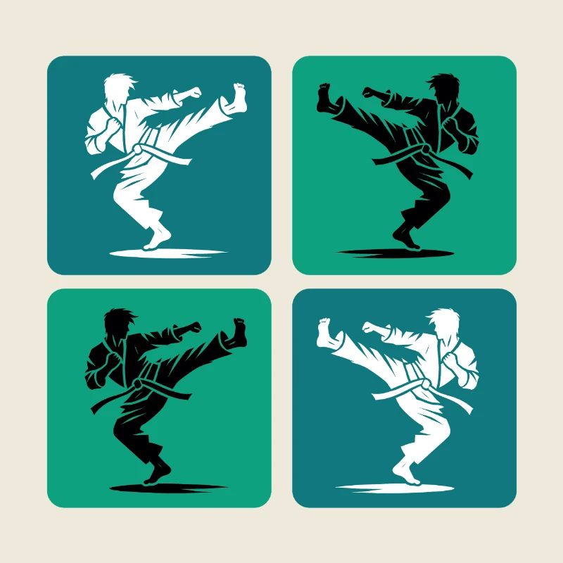 Silhouette de karaté – Style rétro