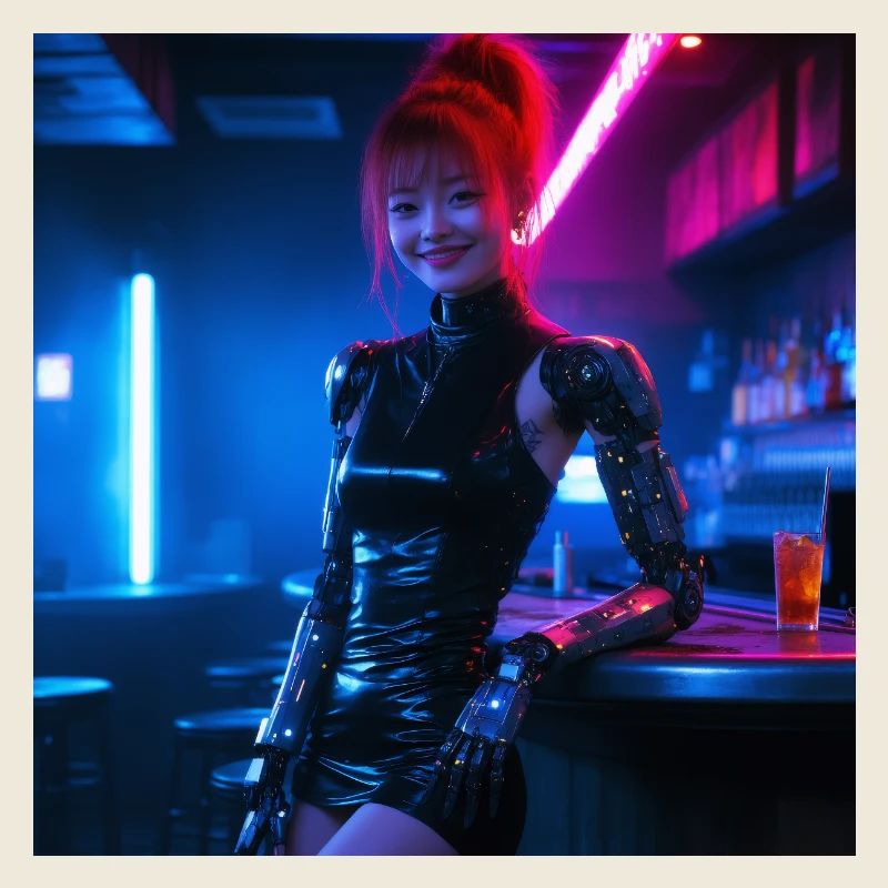 N-dless Nights: Cyberpunk-Mädchen in einer Bar