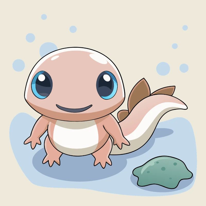 Kleiner rosa Salamander am Ufer