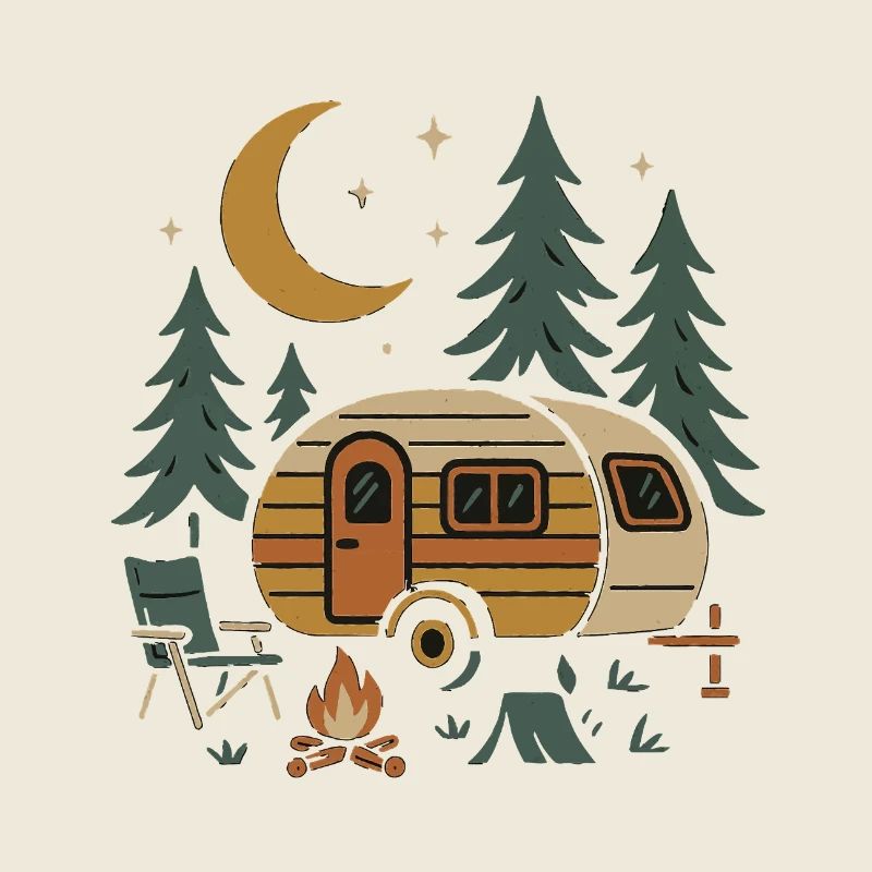 Conception de scène de camping nocturne