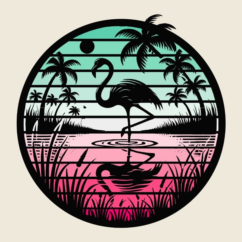 Rétro Flamingo Sunset