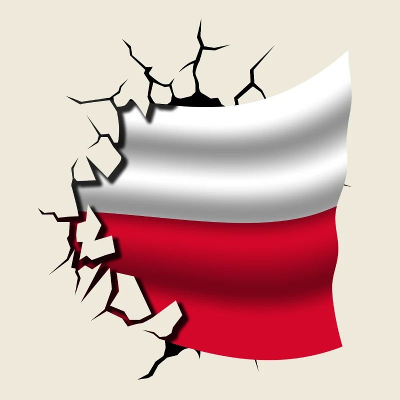 Drapeau de la Pologne - Pologne - Drapeau Broken Design