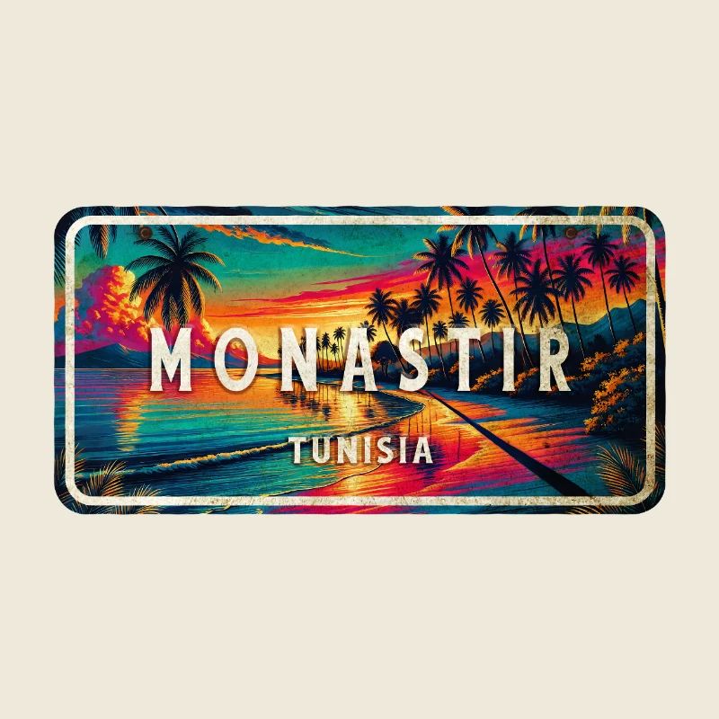 Monastir Palm Trees Vintage Sign