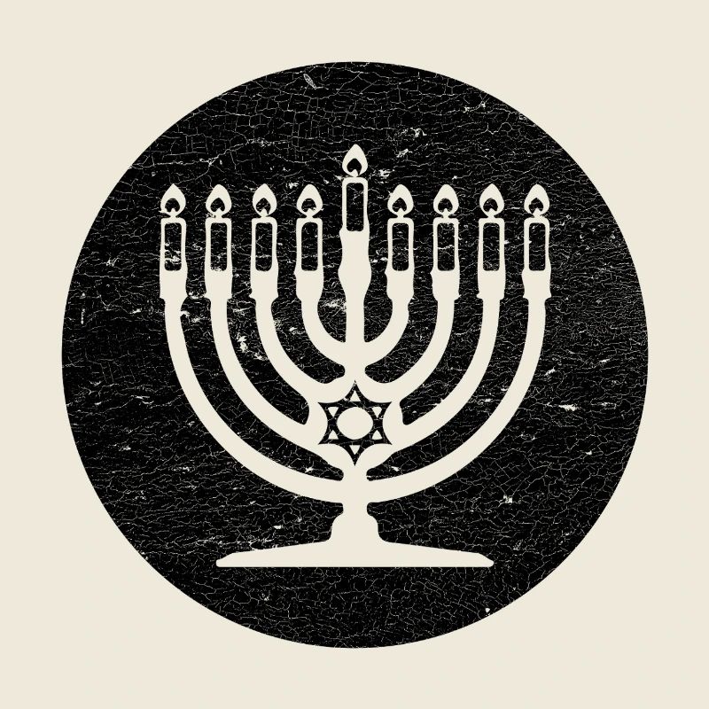 Menorah de Hanoukka chandelier dans cercle noir