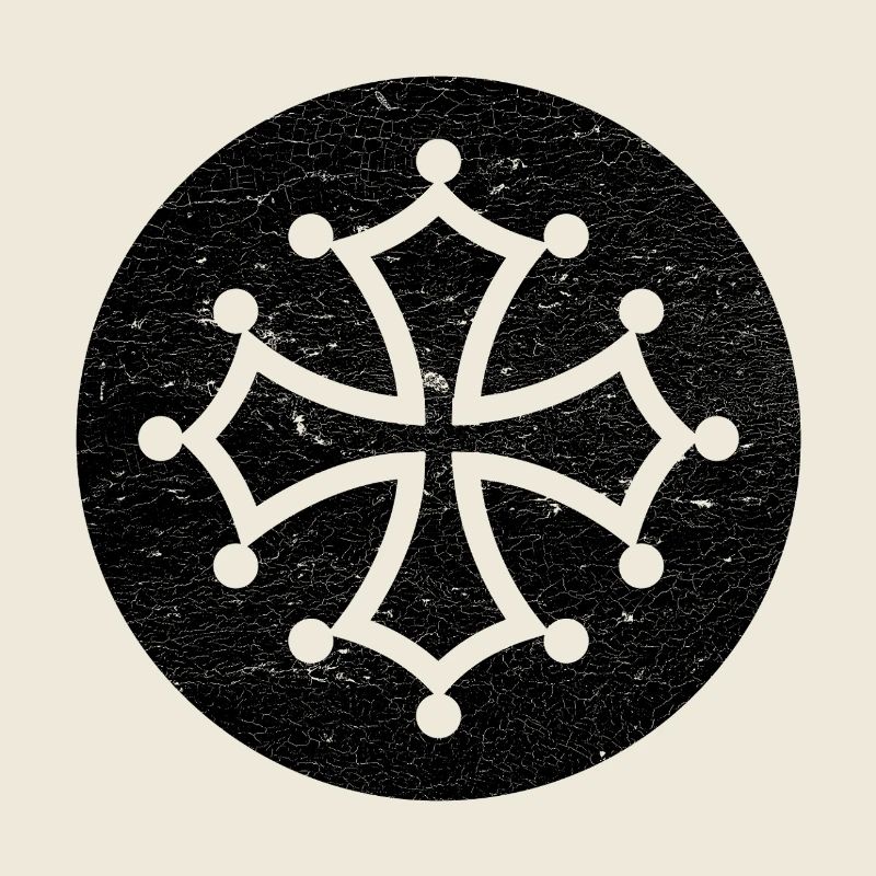 Cathar cross in black circle - Occitan symbol