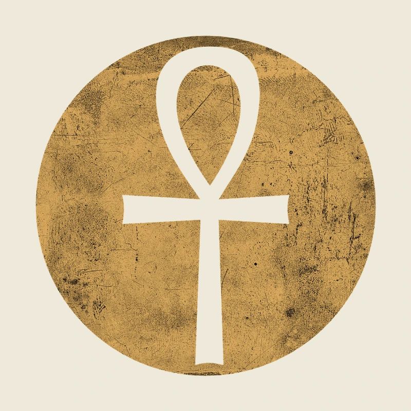 Croix égyptienne Ankh dans cercle doré