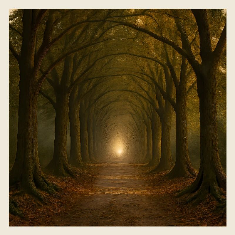 Mystical tree path in the autumn light