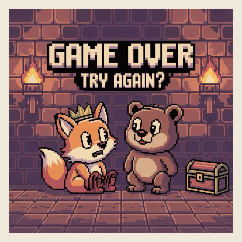 Pixel Art Game Over Scène pour animaux de compagnie