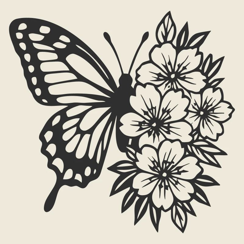 Elegant Butterfly and Floral Composition