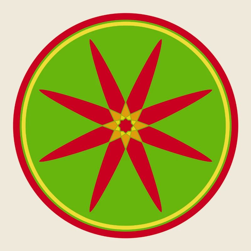 Stylisches Mandala mit roten Blättern