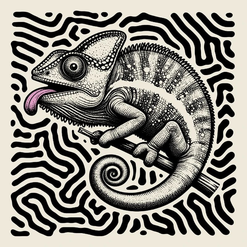 Caméléon art tribal pastel