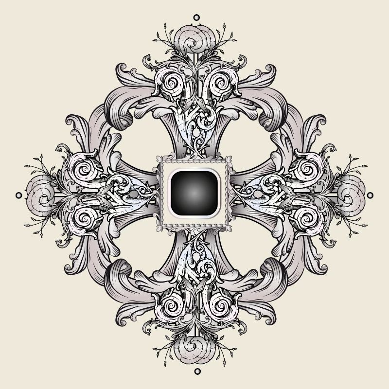 Arabesque ornament with baroque flair in grey