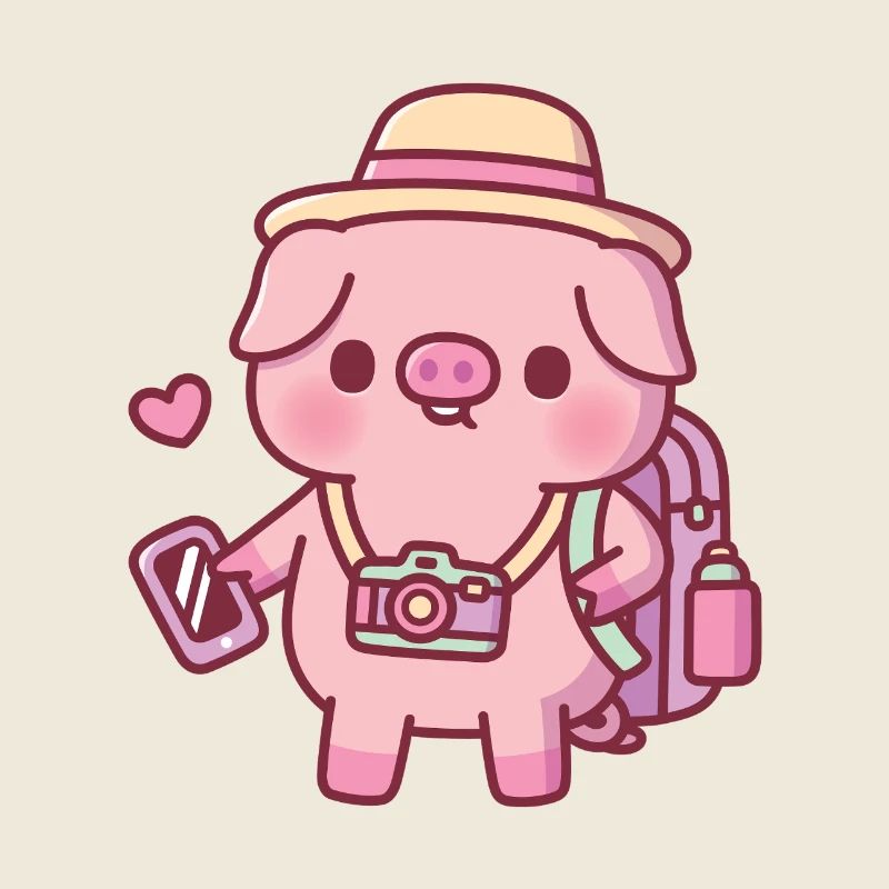 Mignon petit cochon Voyage de vacances