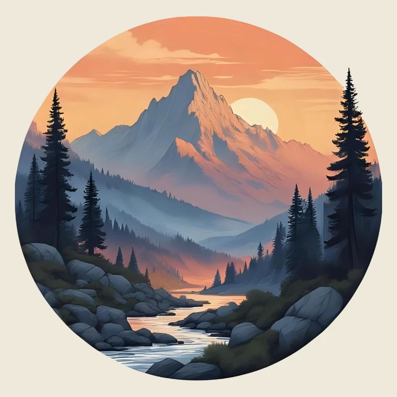 Mountain Landscape at Sunset