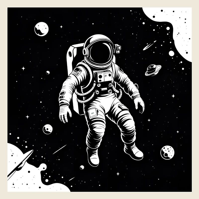 Astronaute de l’espace dans le ciel lunaire