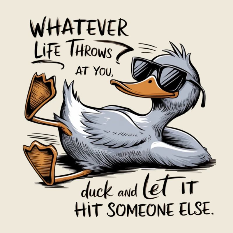 Freche Gans mit Brille und Text