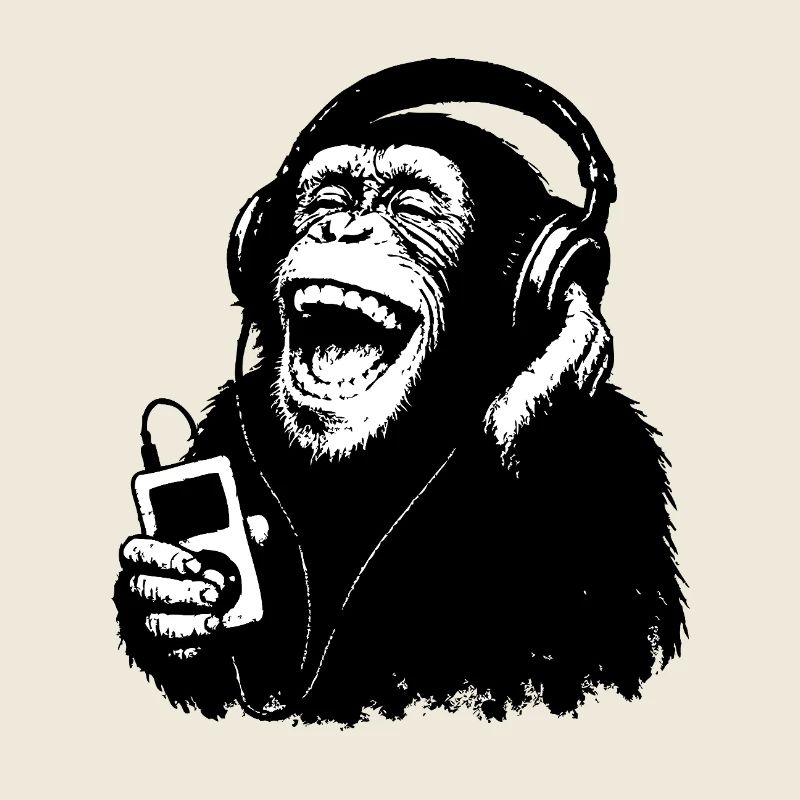 Affe geniesst Musik | Kopfhörer