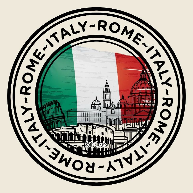 Silhouette de point de repère de l’Italie avec des couleurs de drapeau