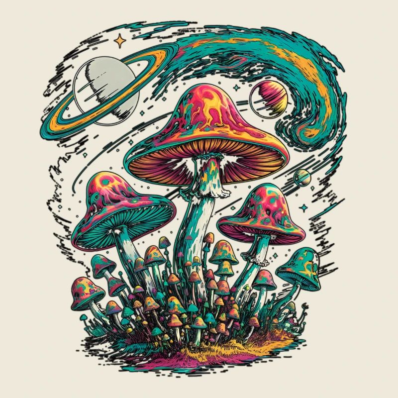 Psychedelische kosmische Pilze Kunstwerk
