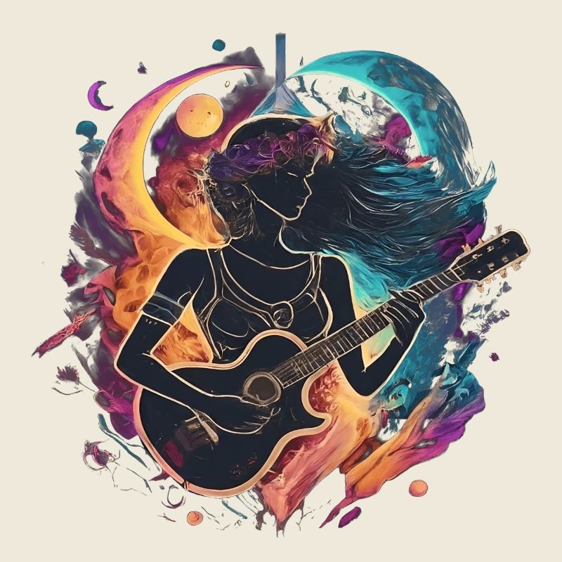 Illustration d’art de guitariste céleste